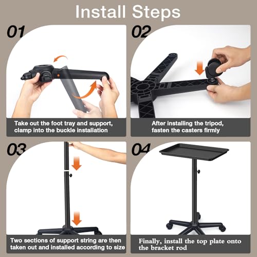 Image of Salon Senor Salon Tray on Wheels,Height Adjustable Salon Color Tray Rolling Instrument Tray for Hair Stylist