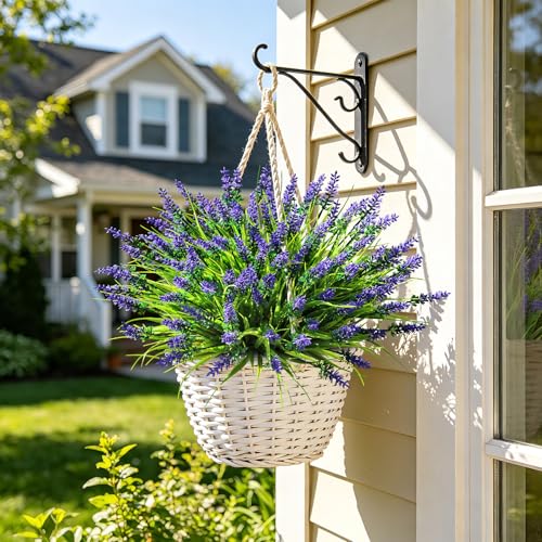Image of AmyHomie 16 PCS Artificial Flowers for Outdoors, Fake Lavender Plants
