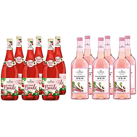 Katlenburger Erdbeerbowle Fruchtweinbowle Süß, Fruchtwein mit Kohlensäure im 6er Pack & Fruchtweinschorle Rhabarber Cover