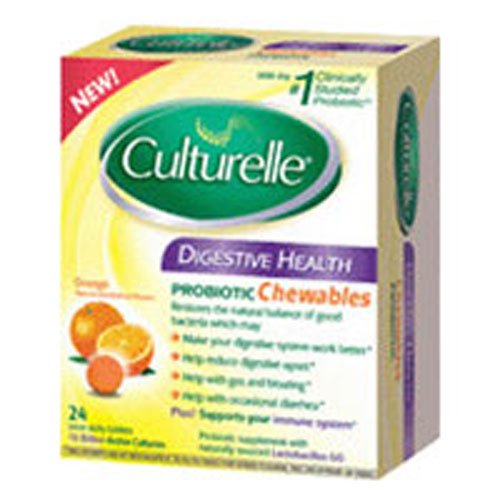 Culturelle Digestive Health Probiotic Chewable Tablets, Orange 24 ea (Pack of 6)