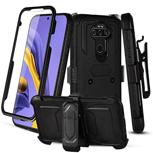 RioGree Phone Case for LG Aristo 5 / Phoenix 5 / Fortune 3 / Risio 4 / Aristo 5 Plus +/ Tribute Monarch/ K8X / K31 with Belt Clip Built in Screen Protector Kickstand Heavy Duty Durable Sport-Black