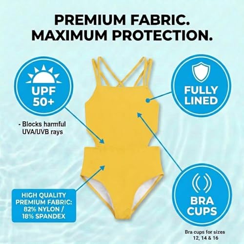 Image of Kanu Surf Girls' Beach Girl Sport Cut-Out One Piece Swimsuit
