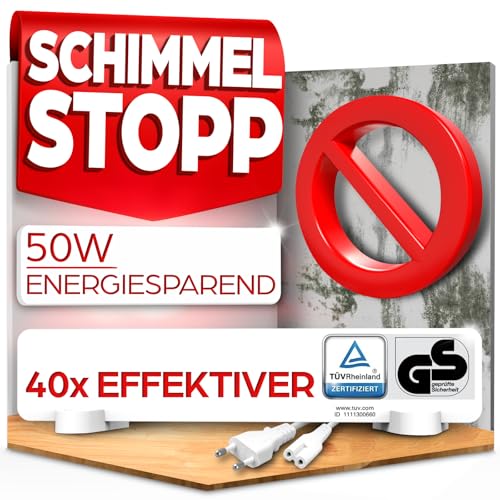 HEIMWERT Anti Schimmel Heizung mit Spezial Infrarot Schutzmembran - Tötet Schimmel besonders energiesparend und chemiefrei in Wand, Tapete, Bad, Keller ab - Anti Mold Dry 50w (50 x 10 x 1,3cm)