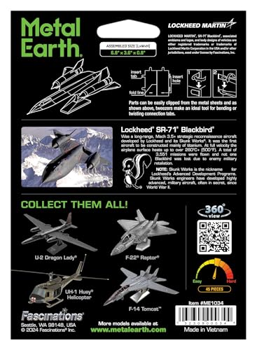 Metal Earth SR-71 Blackbird Color 3D Metal Model Kit Fascinations - Image 7