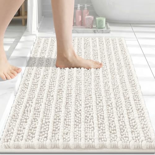 Image of Arotive Luxury Small Bathroom Rugs 24x16, Extra Soft Thick Absorbent Shaggy Chenille Bath Rugs, Machine Wash Dry, Bath Mats for Bathroom Floor, Tub and Shower, Home Decor Accessories, Ivory