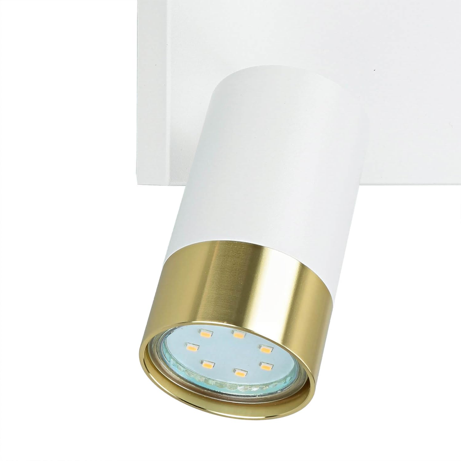 Reflektor sufitowy 4 płomienie, lampa sufitowa biały, złoty, reflektor sufitowy GU10, elastyczny, podłużny, szer:25 cm, ukierunkowany, spot, lampa sufitowa kuchnia