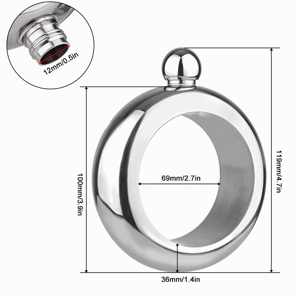 VIFER Armband Flachmann aus Edelstahl, Flachmann Armreif Wein Flachmann Tragbare Weinflaschen mit Trichter für Aufbewahrung von Whiskey/Alkohol