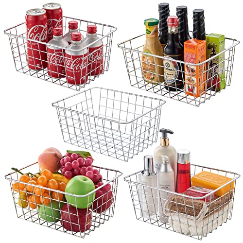 JUNCHU CHERRY Wire Kitchen Storage Basket 5 Packs,Perfect Pantry Organization Accessories...
