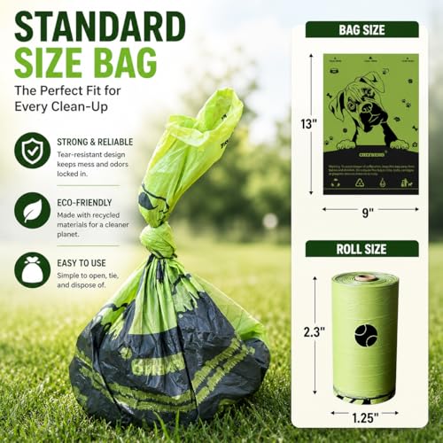 Image of Doggy Poop Bags Biodegradable with Dispenser (1440 Bags) Eco-friendly Dog Waste Pickup Bags Landfill-friendly Refill Rolls Cat Waste Bags (Green, 72 Rolls, Unscented)