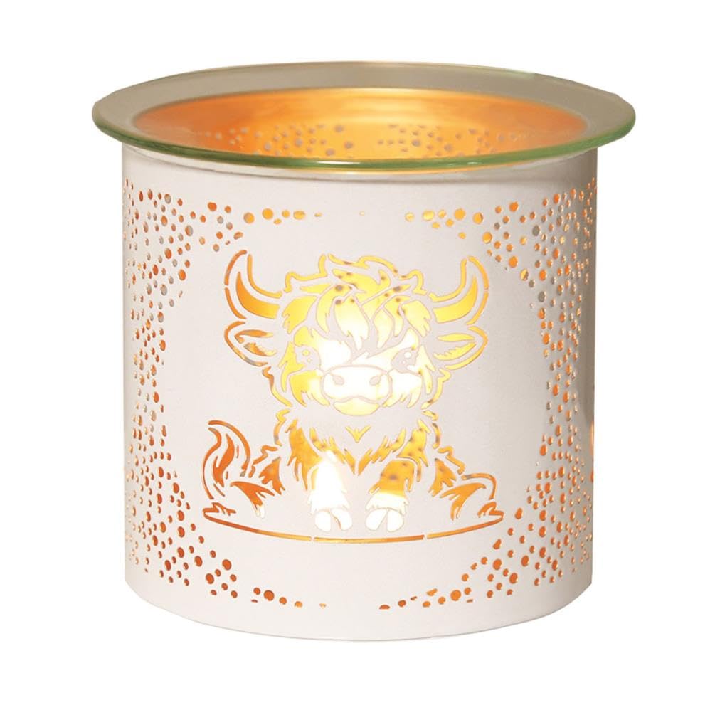 B&Q -  Aroma Multi Functional Tealight Wax Melt Burner 10.5CmWhite Highland Cow