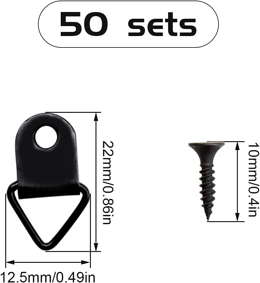 AMONENZ 50 Pcs Photo Frame Hanging Hooks Kit, Black Picture Hanging