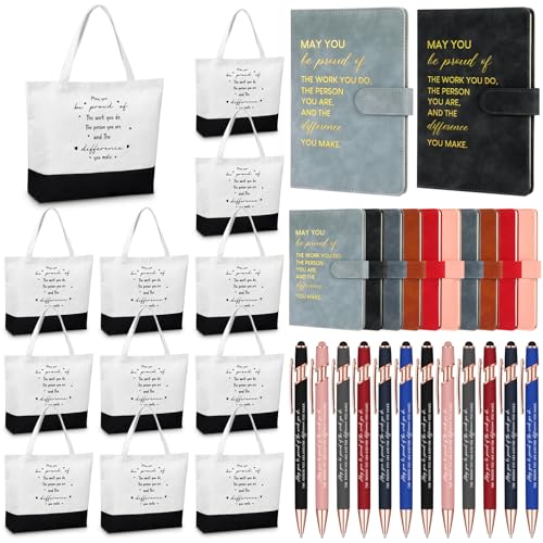 Image of Paterr Appreciation Gifts Thank You Gifts for Employee Coworker May You Be Proud of the Work You Do Include Canvas Tote Bags Leather Notebook Journal and Pens Office Teamwork (Chic Colors,12 Sets)