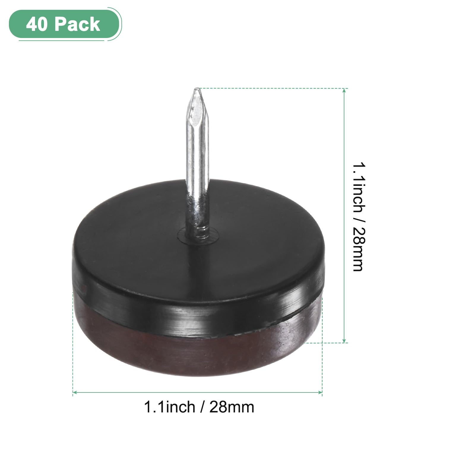 M METERXITY 40-Pack Furniture Sliders, 1.1" Nail-on Chair Leg Protectors for Hardwood Floors/Table/Chair/Wooden Floors - Image 3