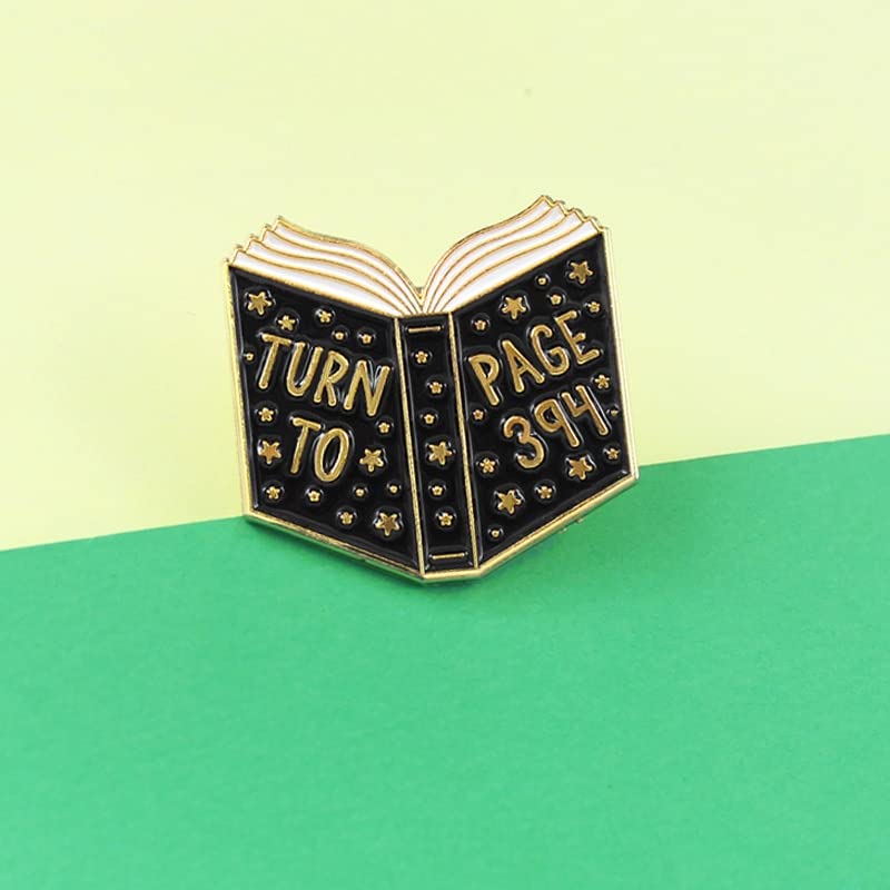 Book pins TURN TO PAGE 394 Brooches Book Library Enamel pins Lapel pin Badges Brooches for Student Reader Gift brosa Bijoux (Metal color: Style 2)2