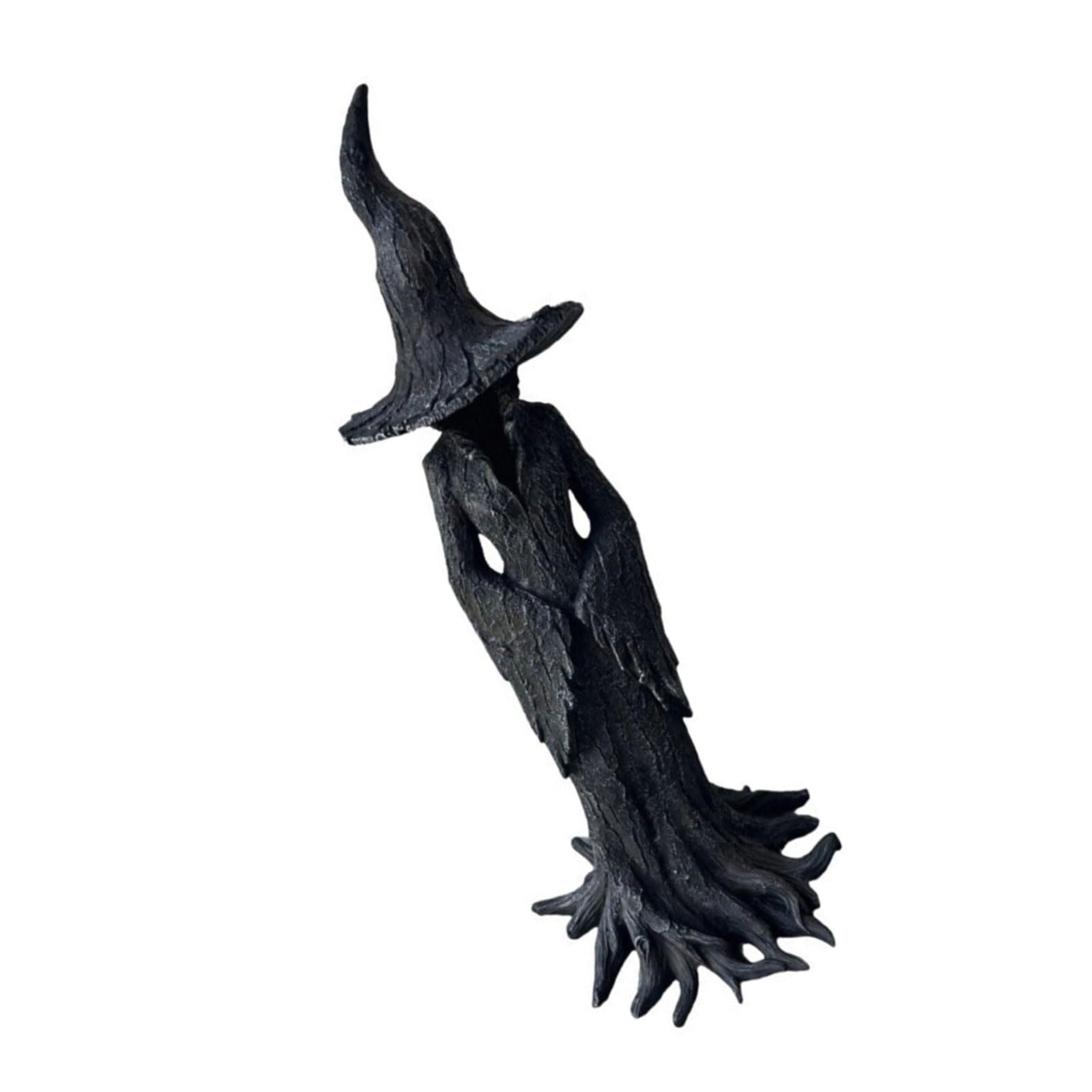 Xjdzineq Halloween Resin Witch Sculpture Mystical Tree Root Figurine Shelf Decor Home Accent Resin Witches Statue