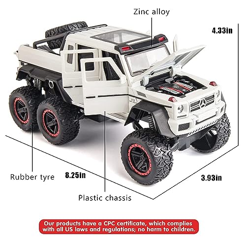 Image of ARNIYAVALA Diecast Toy Car1 /32 Benz G63 AMG 6x6 V12 Off-Road Pickup Scale Model,Pull Back Vehicles Alloy Simulation Supercar with Lights and Sound Also for Car Dashboard,Kids,Adult
