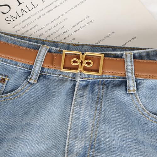 Image of Aurolran Women's Leather Belt with Buckle - Ideal for Dresses, Jeans, and Coats