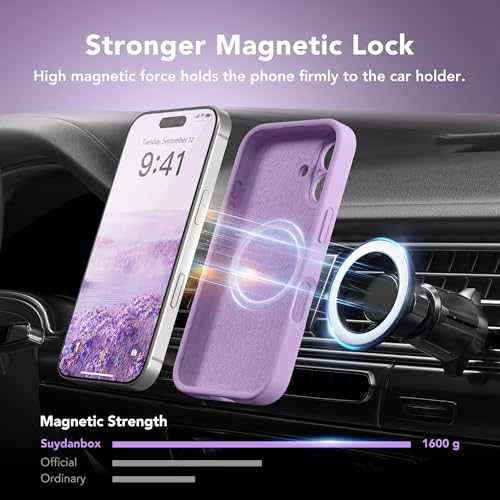 Image of Magnetic for iPhone 16 Plus Case, Compatible with MagSafe, [Full Camera Protection][Screen Protector] Silicone Shockproof Protective Phone Case for iPhone 16 Plus 6.7 inch, Light Purple