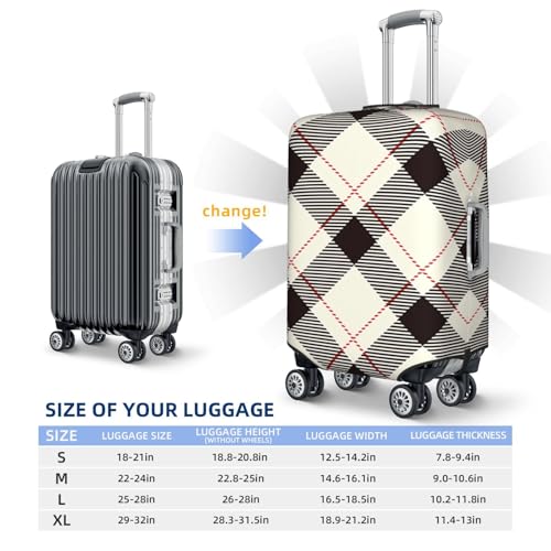 Plaid Luggage Cover, Protective Washable Suitcase Cover - Travel Fashion Elastic Suitcase Protector Small3