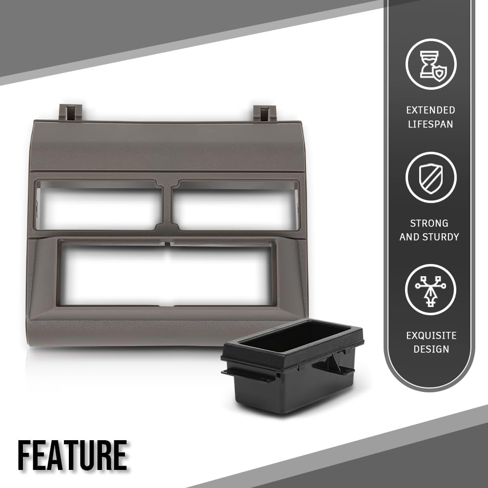 ALLGOOD Car Stereo Radio Dash Bezel Kit Mount Trim, Compatible with Chevy/GMC Crew Cab Dually 1992-1994, Dash Cover Cap Wire Harness, Grey