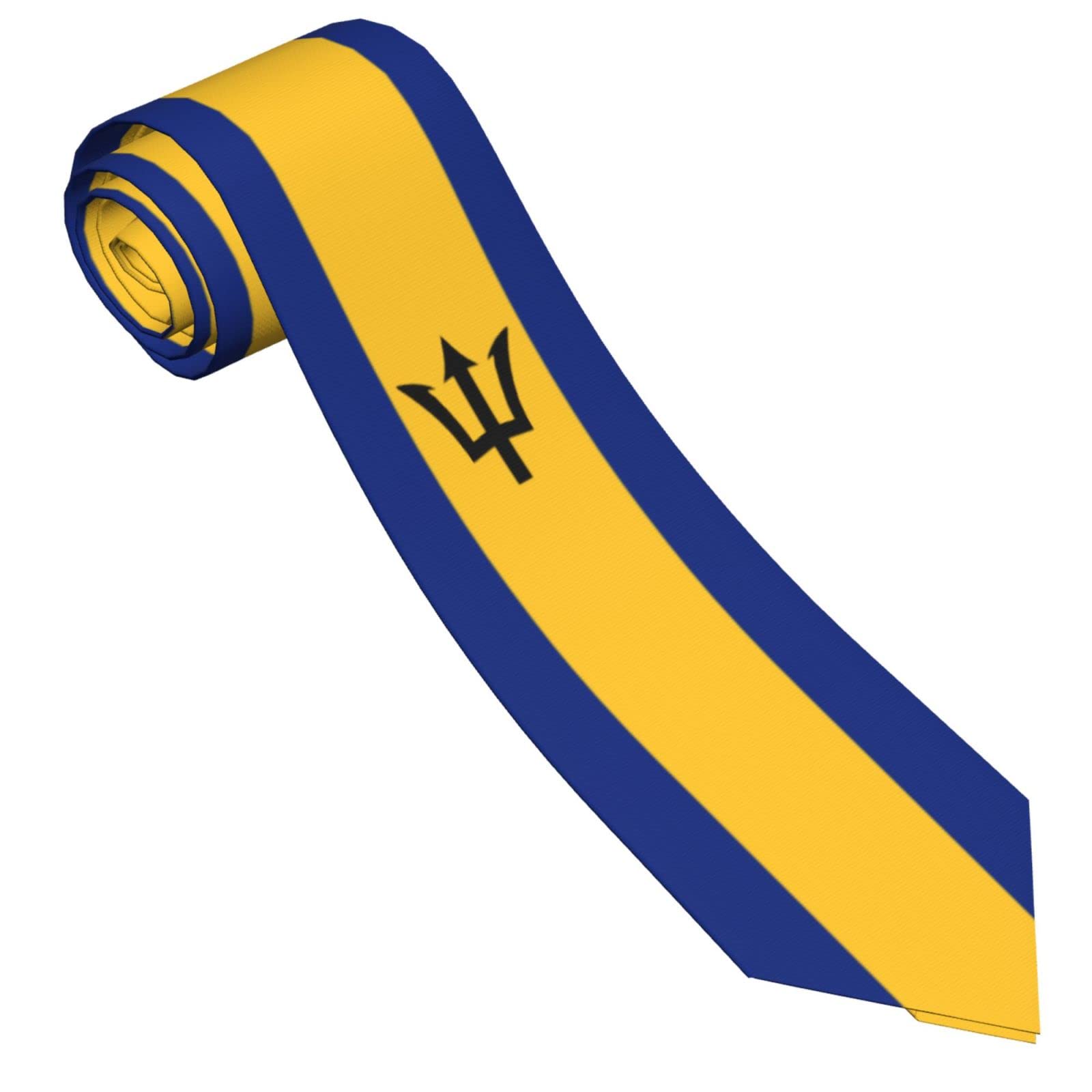 Pelnyc Unisex White Barbados Flag Barbadian Necktie Patriotic Neck Ties Mens Party Formal Business Soft Skil Neckties