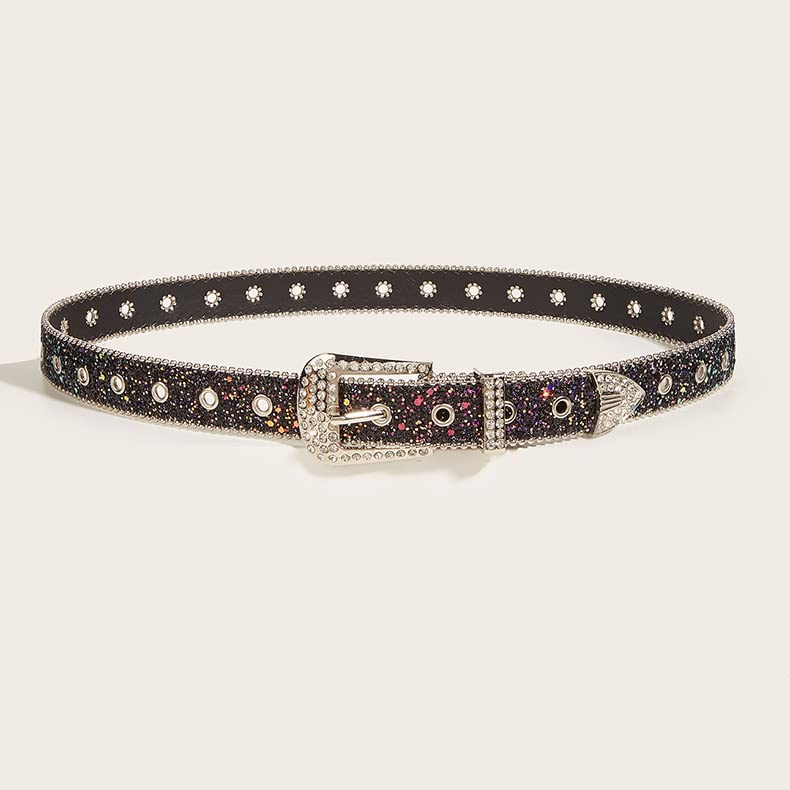 Silver Rhinestone Belt Western Cowgirl Cowboy Belts Vintage Bling Crystal Diamond Studded Leather Belt for Jean Pants4