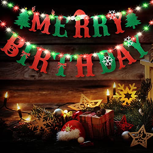 Merry Birthday Banner with Light, Christmas...