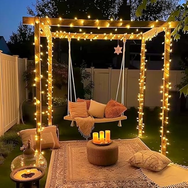 JMEXSUSS 2 Pack Solar String Lights Outdoor Waterproof - Total 400 LED 151FT Solar Christmas Lights Outdoor, 8 Modes Warm White String Light for Outside Patio Yard Tree Garden Christmas Decorations