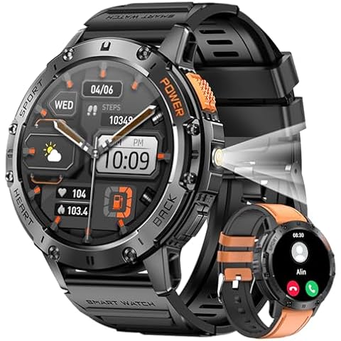 BKOHJAJI Smart Watch with LED Flashlight Cover