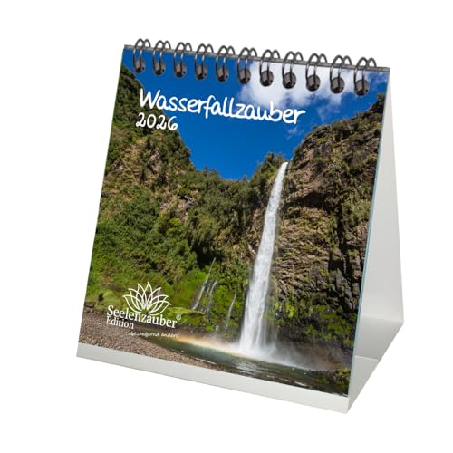 Calendario de mesa de cascada, 10 cm x 10 cm, para cascada 2026, cascadas y cascadas. Seelenzauber