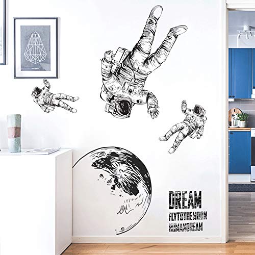 Vinilo decorativo astronauta para pared, removible, 2 piezas miniatura 3