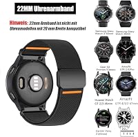 22mm Elastisches Magnetic Armband für Samsung Galaxy Watch 3 45mm/Gear S3,Stretch Nylon Magnet Sport Band für Garmin Venu 3 2/Forerunner 255 265/Vivoactive 4,für Huawei Watch GT 5 4 3 2 Pro 46mm – Ansicht 2