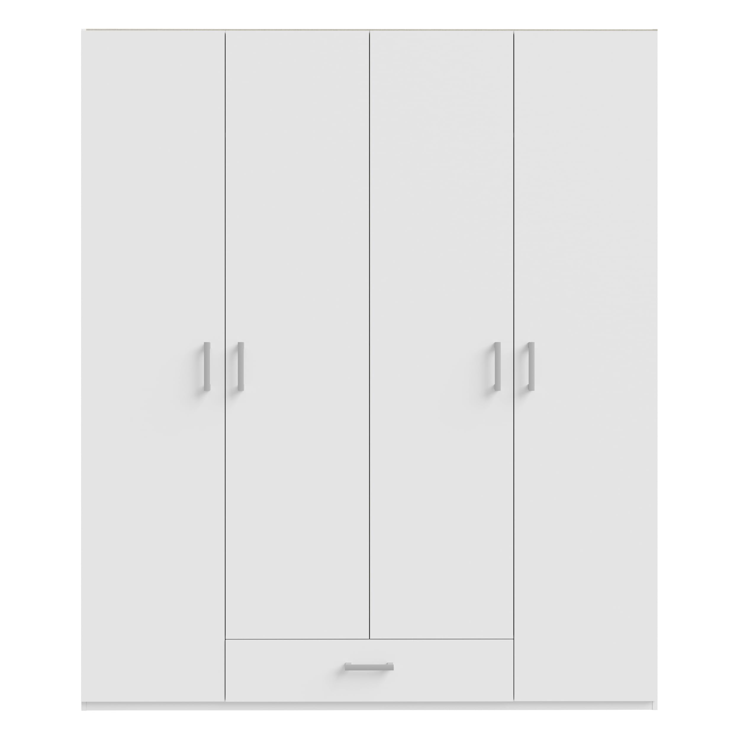 Forte ECONOBOX 2 Kleiderschrank 178, Moderner Schrank mit viel Stauraum, 4-türig, Holzwerkstoff, Weiß, 177,5 cm breit, 210,5 cm hoch, 54,2 cm tief