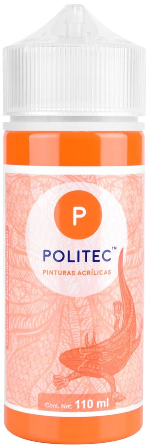Politec Pinturas Acrílicas Colores Primarios y Secundarios + Blanco y Negro 8 x 110 ml Premium, Set de Colores para Pintar en Lienzo, Madera, Papel, Piedra y Manualidades