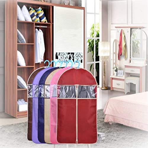 High-end Dark Red Suit Cover Medium Garment Organizer with Transparent Window Dustproof Non-woven Zipper Closure for Clothes Storage and Protection3