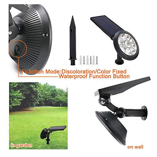 Lepord 2 Sets 9 LED Solar Spotlights Outdoor Solar Lights Waterproof Color Spot Lights for Garden Landscape Spotlights Dark Sensing Auto On/Off Solar Up Lights for Yard Patio Lawn