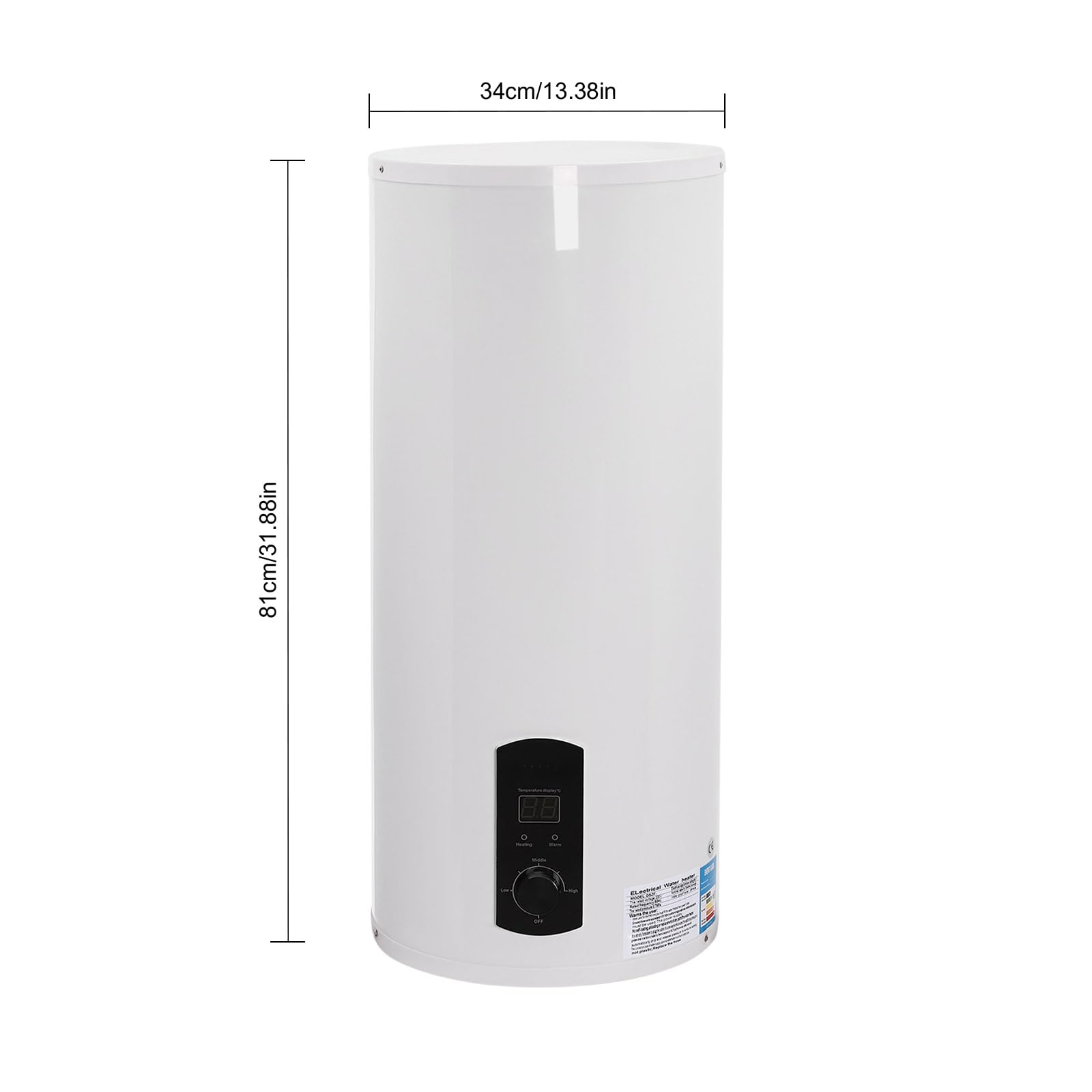 Zbiornik ciepłej wody Boiler 50L/80L/100L/120L, energooszczędny 2000 W, pionowy podgrzewacz wody, montowany na ścianie, maks. 75°C, z zabezpieczeniem przed wyciekiem, wtyczka G1/2 (100 l)