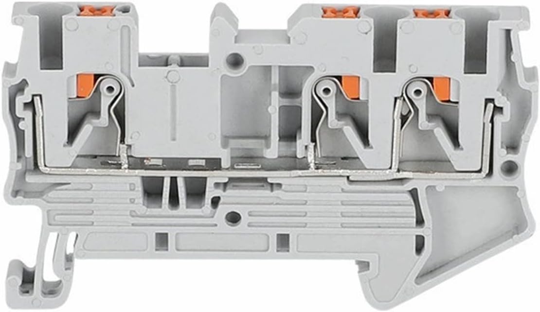 10Pcs PT2.5-TW PT 2.5-TW Push-in Twin 3-Conductor Feed-Through Strip Wire Electrical Connector Din Rail Terminal Block PT 2.5 TW