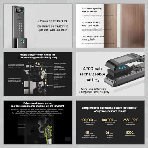 Image of Golens X65 Luxury Smart Door Lock | 8 Ways Unlocking |3D Face ID| Fingerprint | Mobile App | RFID Card | PIN | OTP | Mechanical Key |Camera Technology| Keyless Entry Digital Lock (2 Year Warranty)