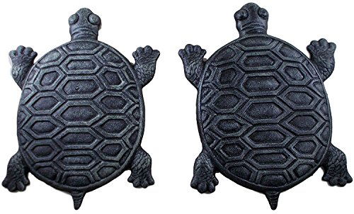 Set of 2 Iron Verdigris Turtle Stones