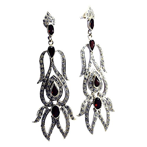 Grenat rouge boucles d'oreilles argent 925 pour le style quotidien des filles