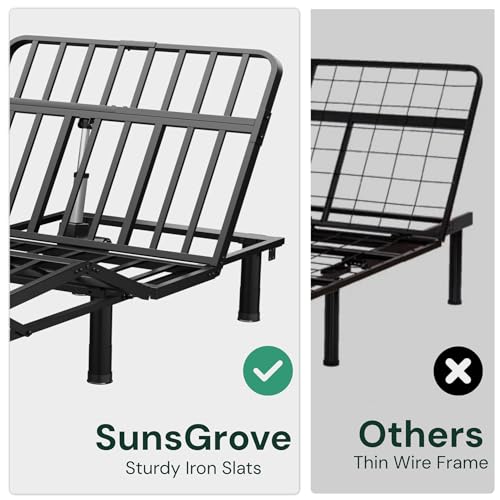 Image of SunsGrove California King Adjustable Bed Frame with Wireless Remote, Zero Gravity, Head & Foot Incline, Anti-Snore, Memory Presets, Quiet Motor, Electric Bed with Adjustable Leg Heights