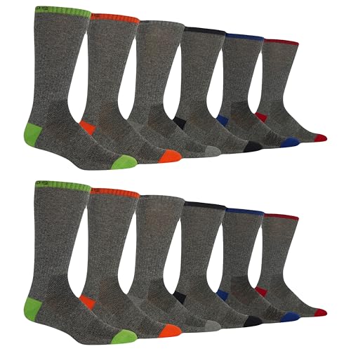 Chaps Men's Marl Athletic Crew Socks 12 Pair Pack, Black, Men's Shoe Size 6.5-12