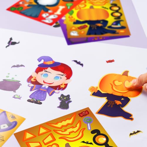 Image of JOYIN 36 PCS Halloween Craft Stickers for Kids Party Favor, Make a Face Stickers with Designs Witch Vampire, DIY Craft Supplies for Halloween Party Game Classroom Activities Gift Goodies