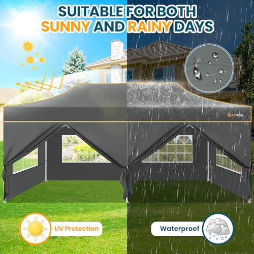 Image of Hoteel 10x20 Pop Up Canopy Tent, Heavy Duty Upgraded Hexagonal Steel Frame