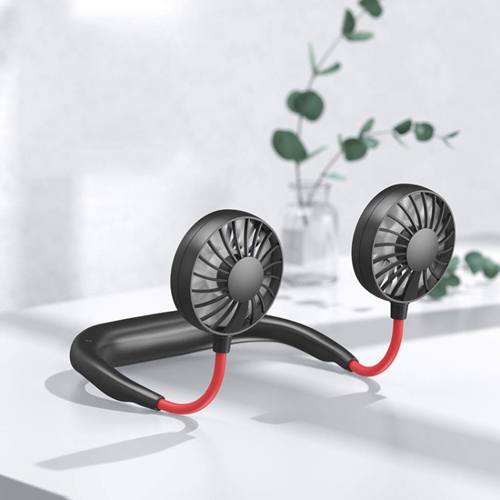Summer Feng Shui, Ventilatore Portatile DHF, Ventilatore USB, Ventilatore Manuale, Ventilatore Appeso al Collo Mini Piccolo Portatile Ricaricabile Dormitorio Pigro per Studenti Ufficio Muto/Nero
