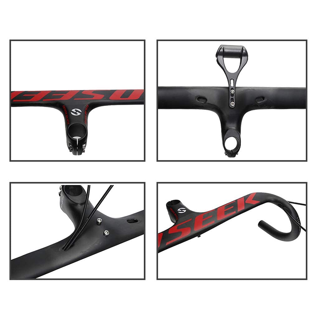 Attacco Manubrio Bici, Manubrio Bici da Strada, Manubrio Integrato Bicicletta in Carbonio con Supporto per Computer Attacco Manubrio 28,6 Mm 400/420/440 X 90/10
