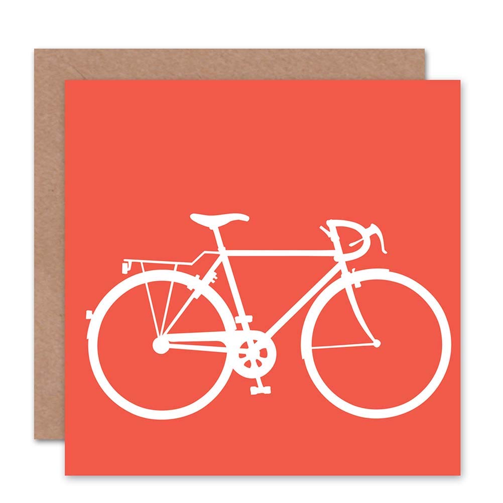 Wee Blue Coo Bicycle Silhouette Birthday Art Sealed Greeting Card Plus Envelope Blank inside