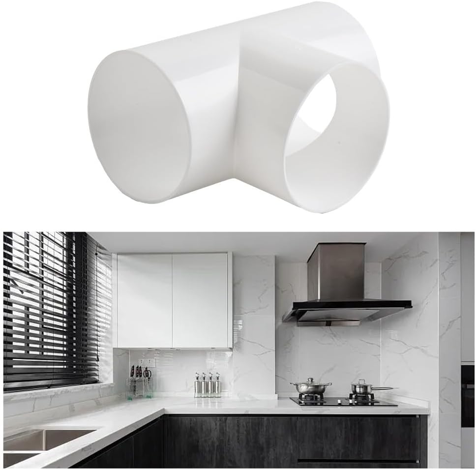 4 in Duct Connector T Shape Ventilation Fitting Y Splitter for Extractor Fan 100mm Ducting Adapter ABS Air Duct Joint for Ventilation Duct Pipe Tube(T Shape 100mm)