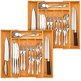 Greenual Silverware Organizer 2 Piece 15 In Utensil Organizer Silverware Tray for Drawer Expandable